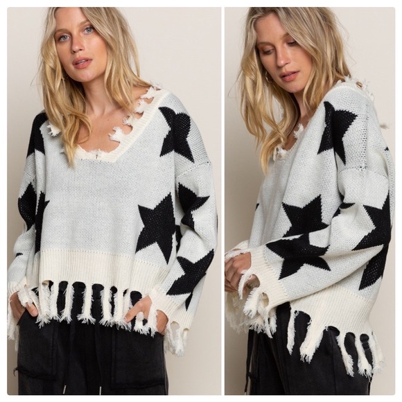 POL Tops - POL All about Stars Fringe Sweater Top